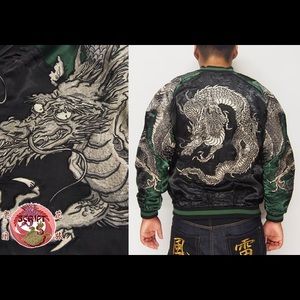 Japan Embroidered dragon bomber Sz L